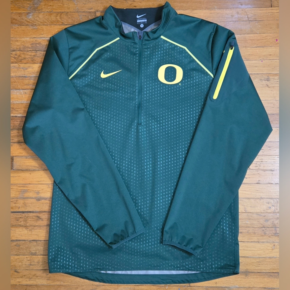 Men's Nike Green Oregon Ducks Coaches Sideline Alpha Fly Rush 1/4 Zip Jacket